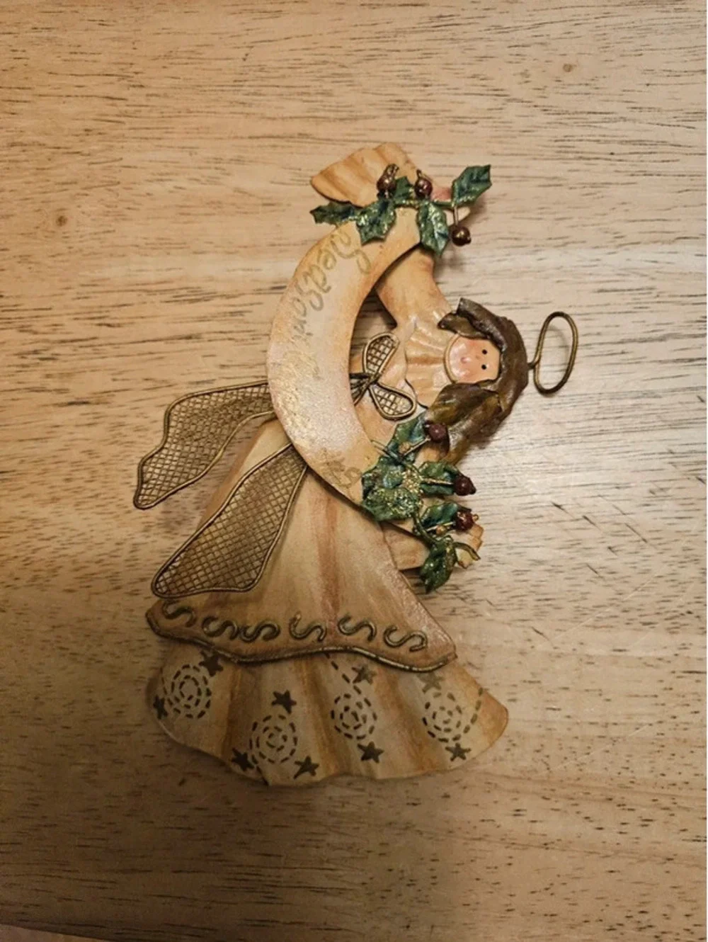 Rustic Christmas Angel Wall Hanging Blessings Ornament Metal Wings 7x4 Decor